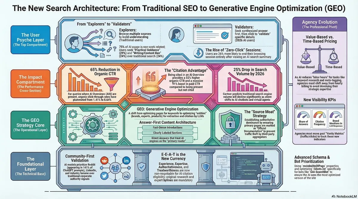 Marketing agency dashboard showing AI visibility tracking across multiple client accounts